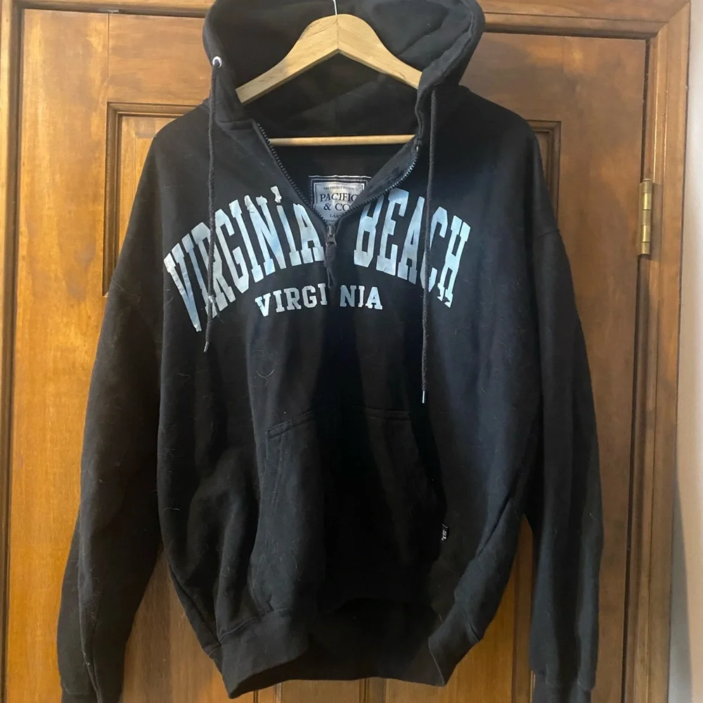 Black Hoodie with Virginia Beach Print - Picture 1 of 3